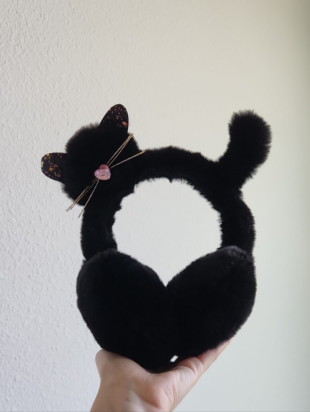 Plush Black Cat Kid's Winter Earmuffs